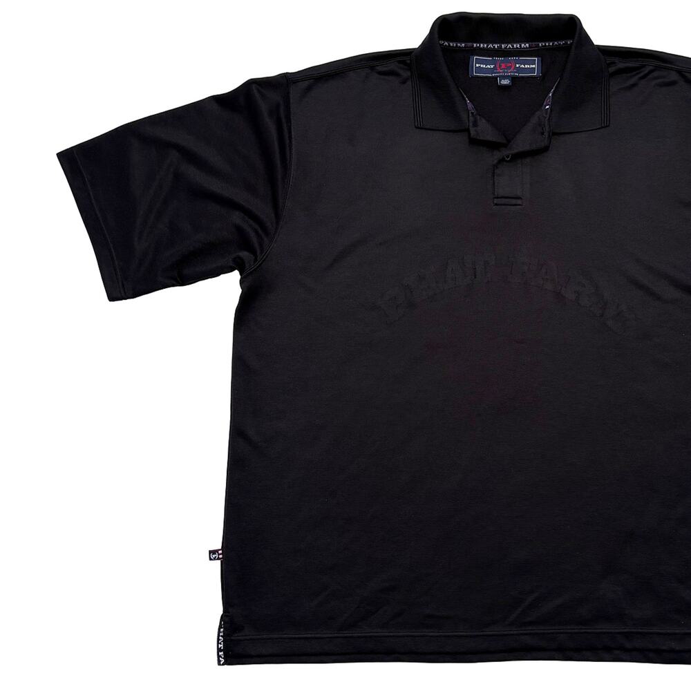 Y2K Phat Farm Polo Shirt Men XL Black Vintage 00s Pique Embossed Logo Streetwear